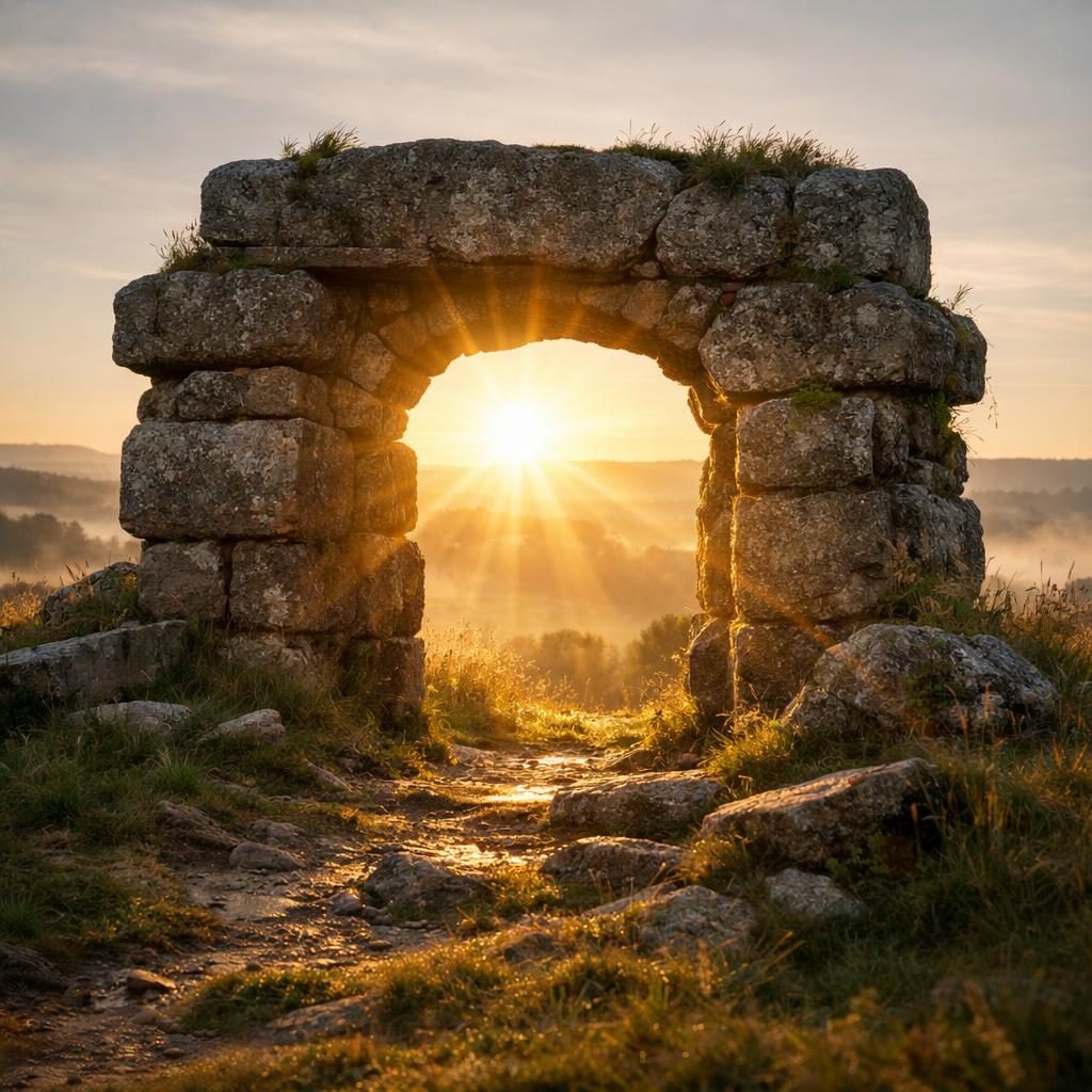 Steinportal bei Sonnenaufgang als Symbolbild für die Portaltage 2026
